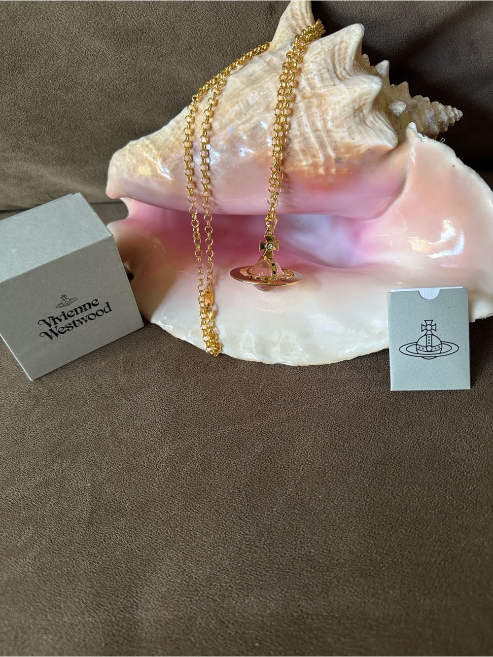 Vivienne Westwood Large Gold Orb Pendant Necklace with Adjustable Chain